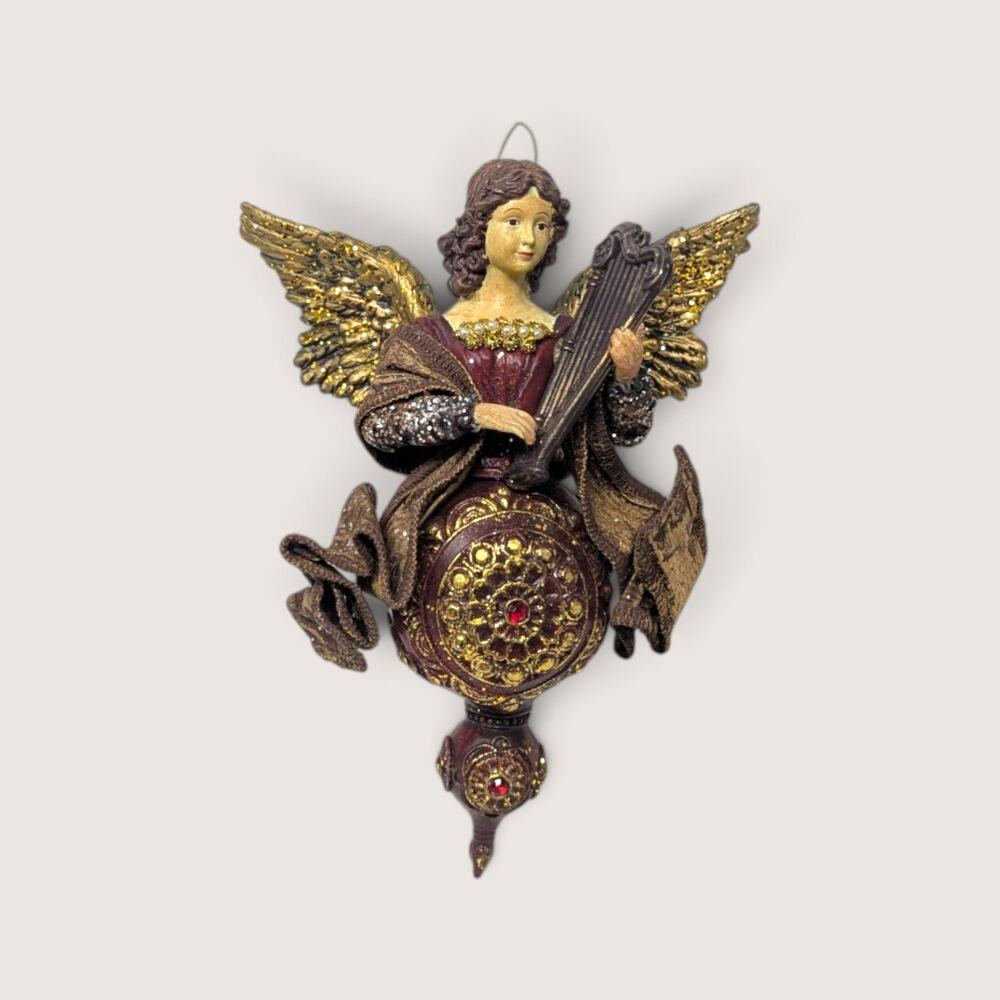 Vintage Large Fabric Mache Angel Ornament